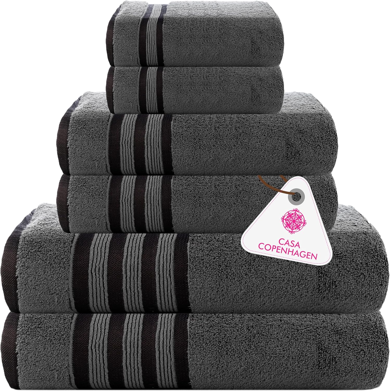 CASA COPENHAGEN Zero Twist Towel Set 6 Pieces Pine Grey
