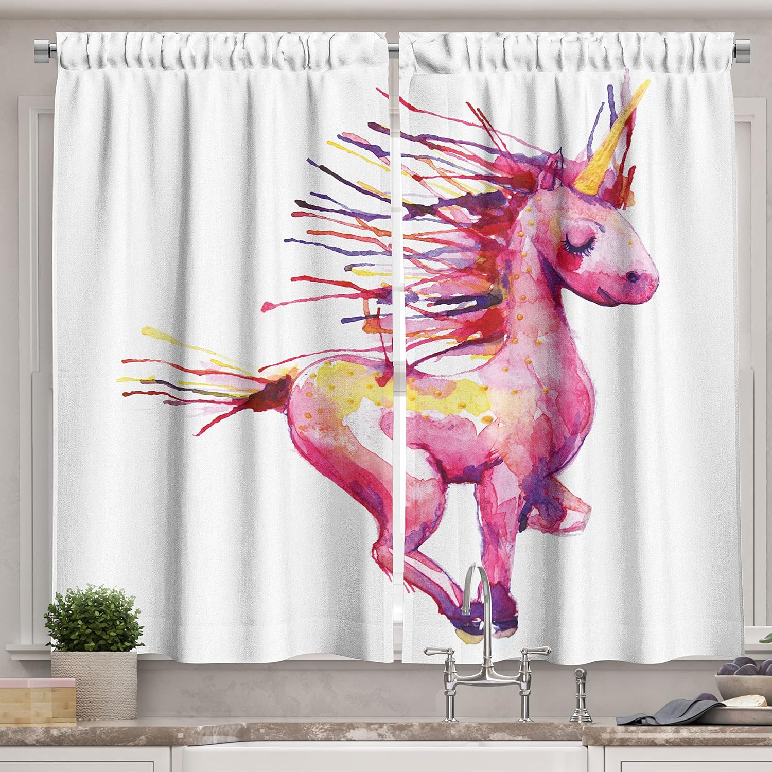 Ambesonne Fantasy Kitchen Curtains 2 Panel Set