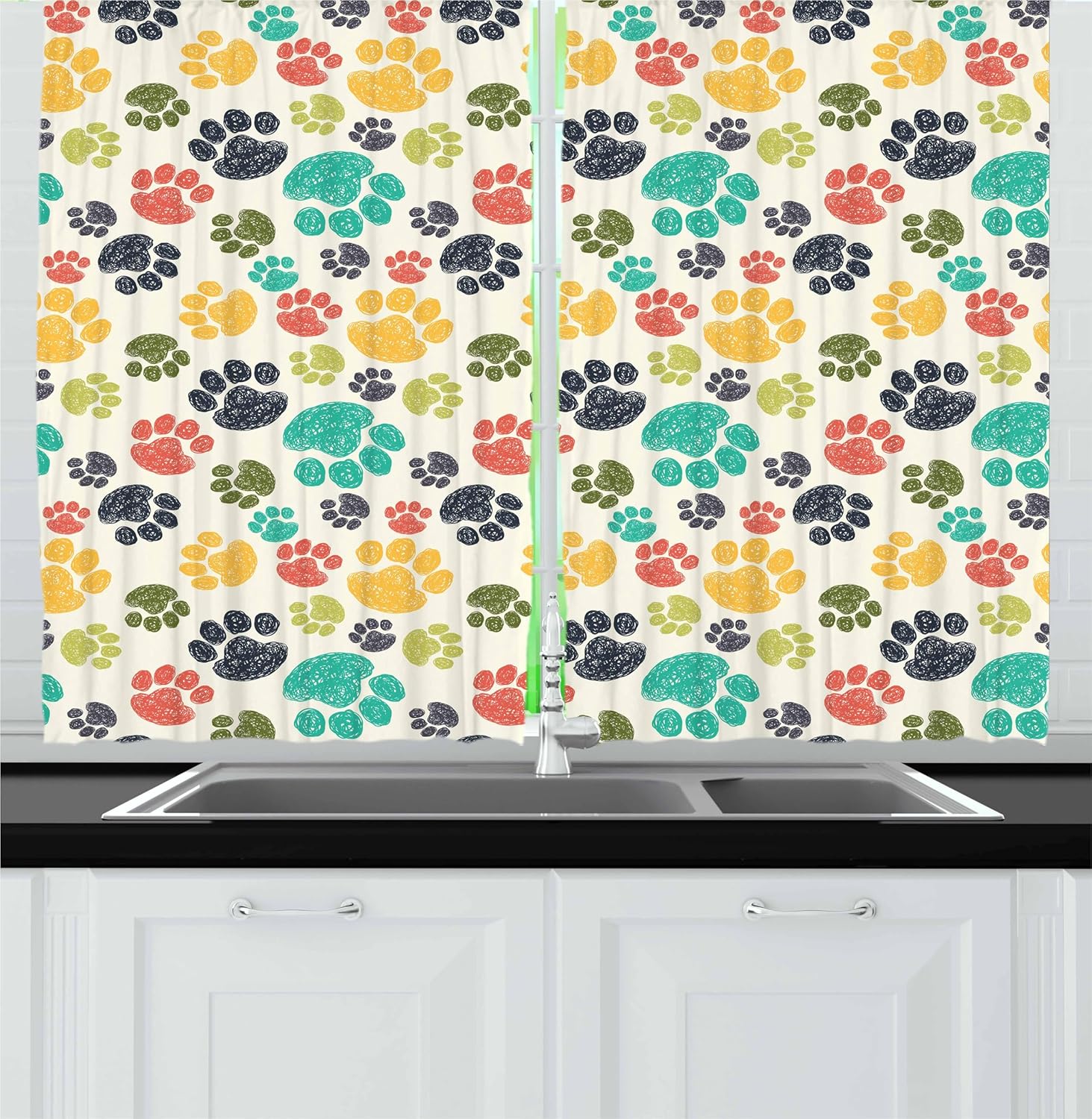 Ambesonne Dog Lover Kitchen Curtains 2 Panel Set 1