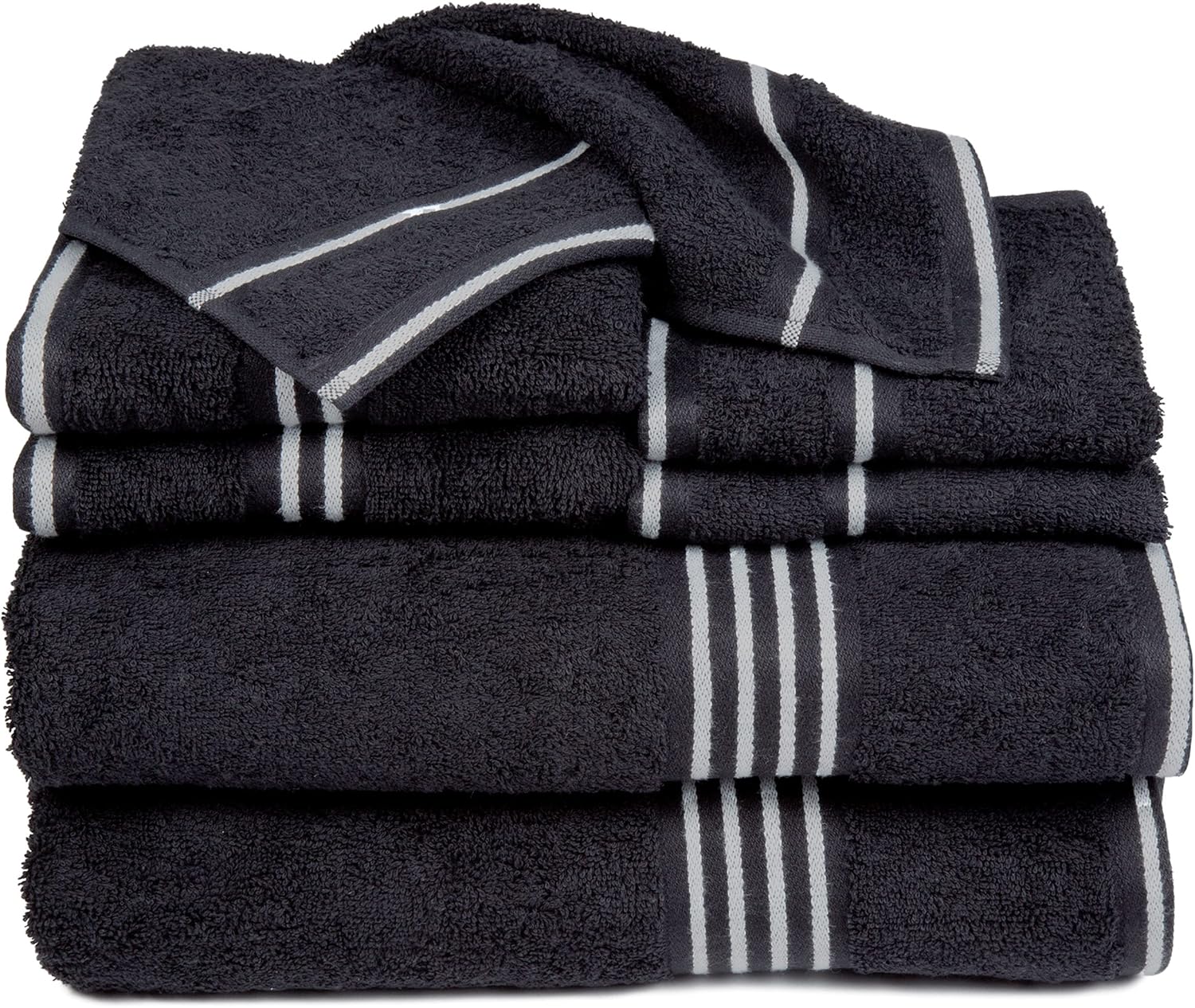 8PC Towel Set - 575GSM 100 Cotton Black Striped