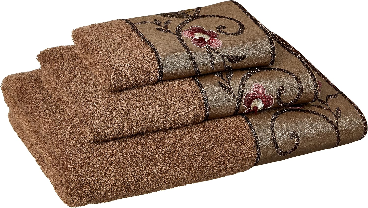 Popular Bath 3-Piece Towel Set Larissa Collection Rose Design
