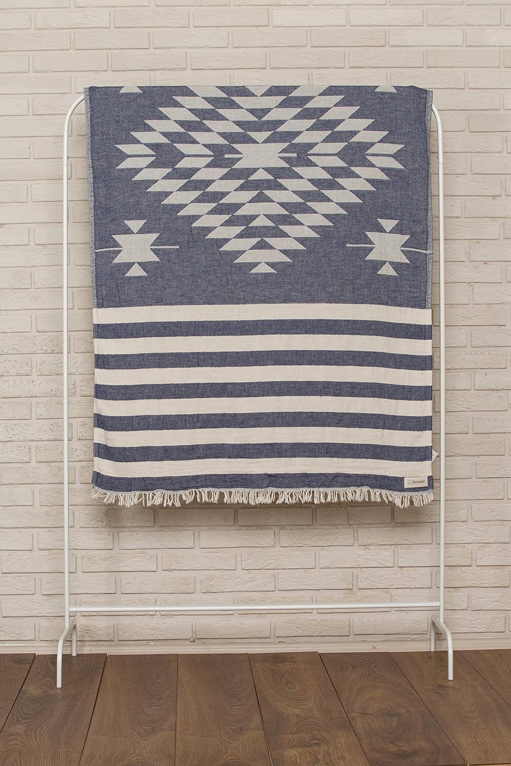 Bersuse Dark Blue Turkish Towel Set of 3
