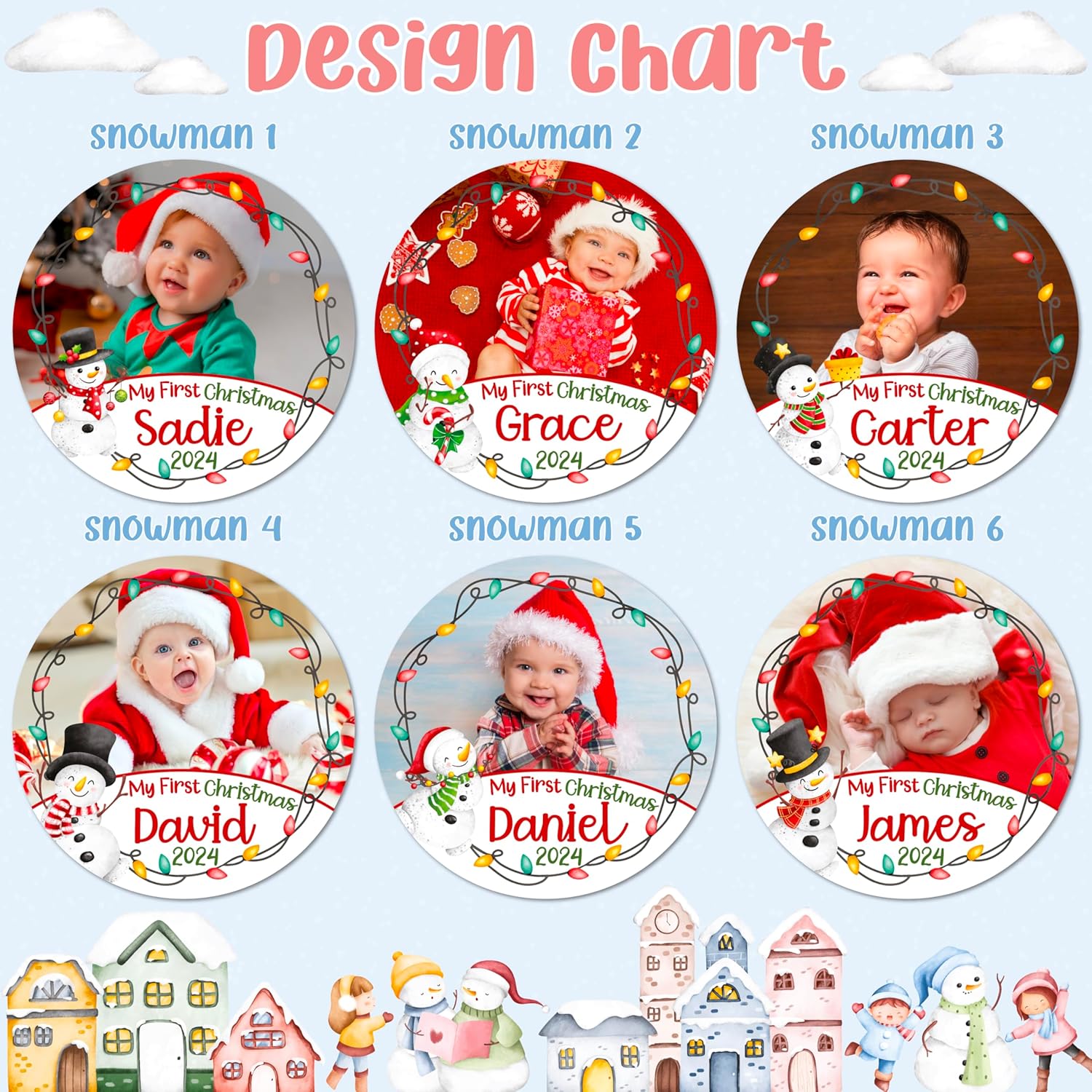 Custom Babys First Christmas Ornament 2024 with Photo Name