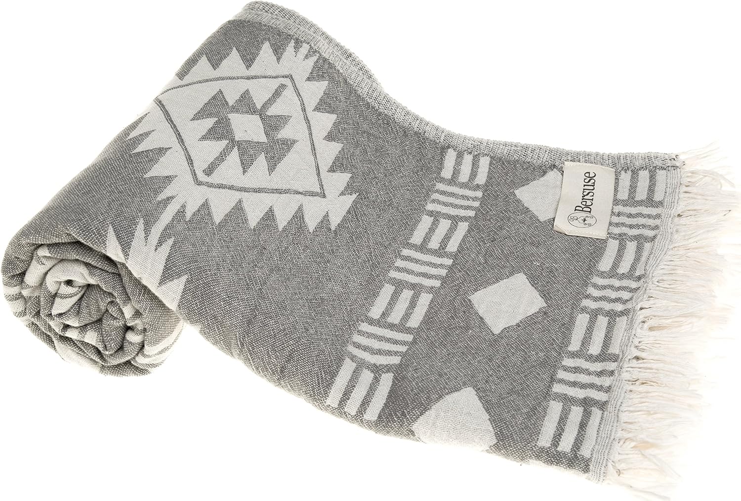 Bersuse Turkish Towel Set of 6 - 37x70 Inches Silver Gray