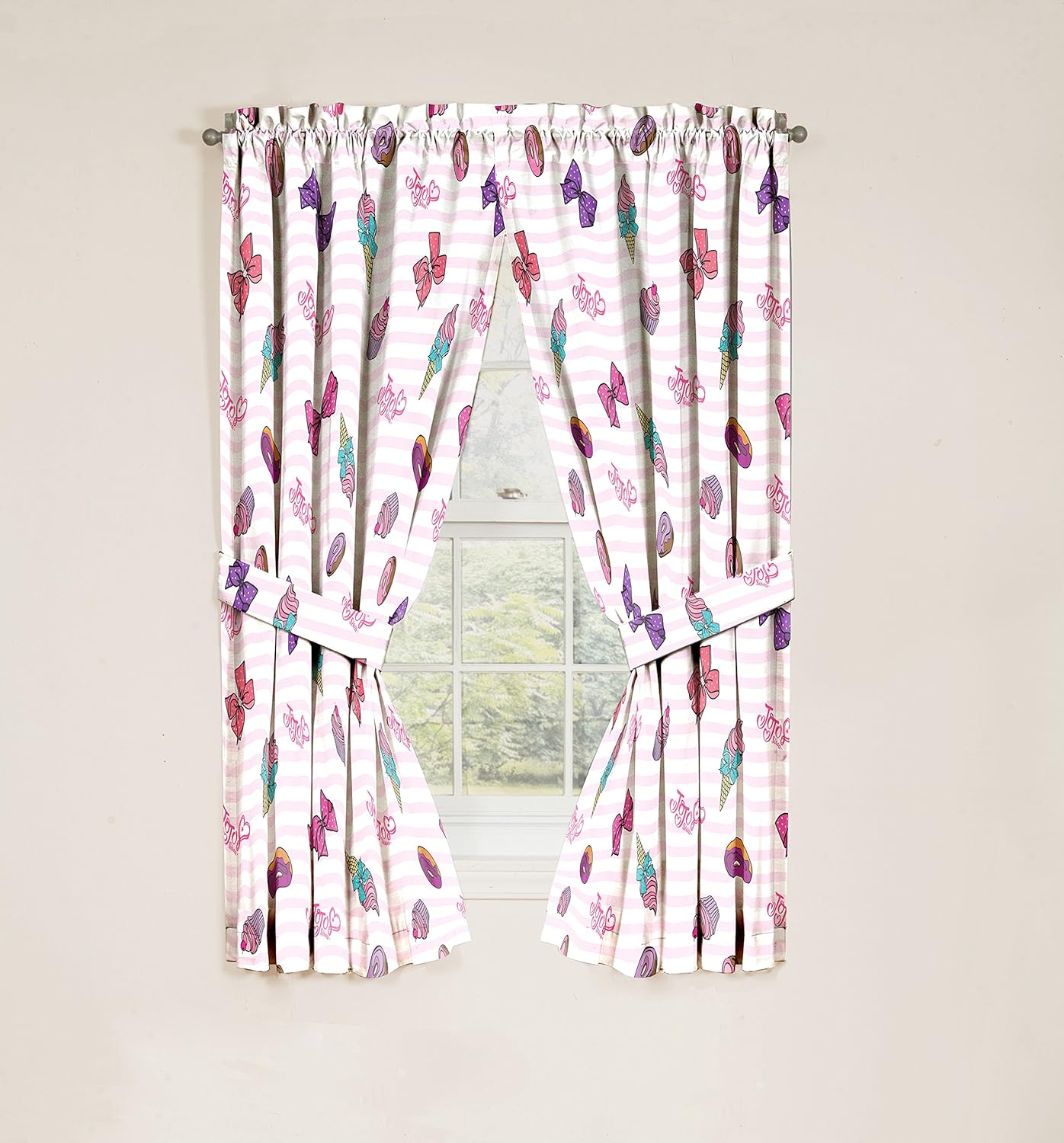 Jay Franco JoJo Siwa Sweet Life Pink White Curtain Set 4 Piece
