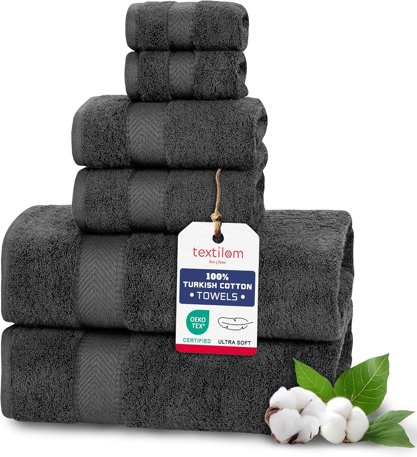 TEXTILOM 6 Pcs Bath Towel Set Hotel Quality Soft