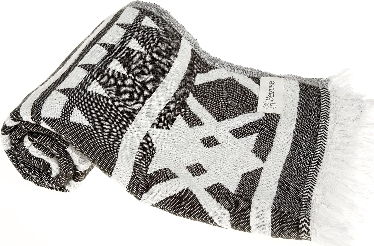 Bersuse Turkish Towel Set of 3 - 39x71 Inches Black
