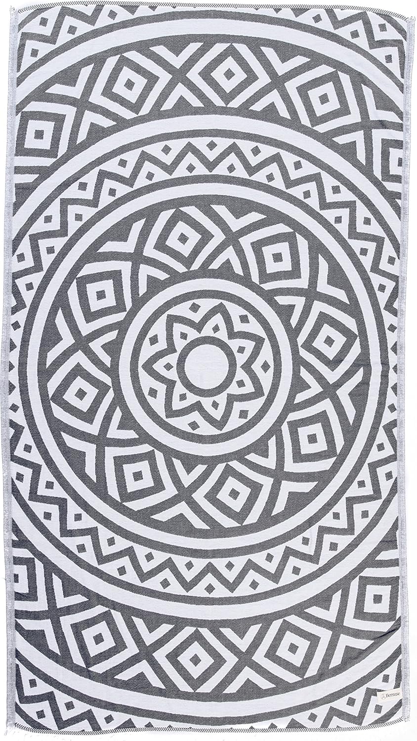 Bersuse 100 Cotton Turkish Beach Towel Set of 6 1