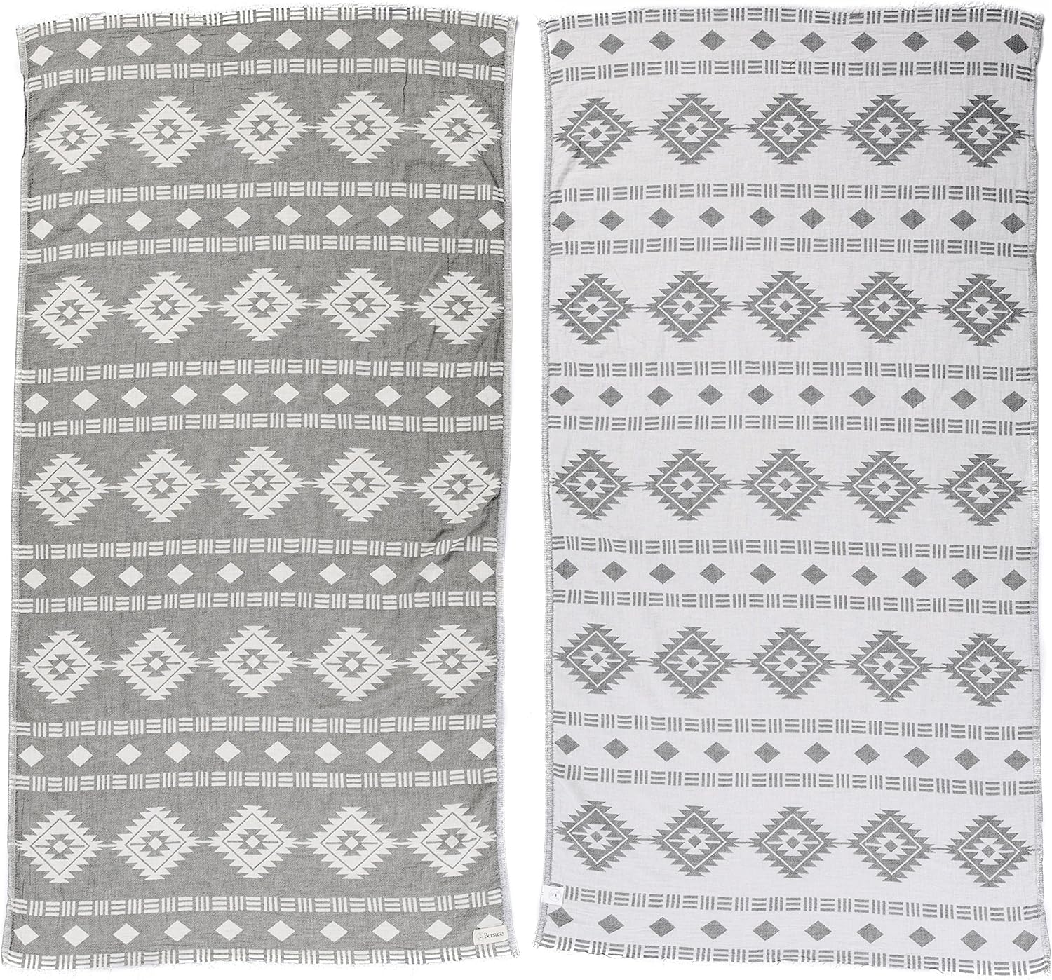 Bersuse Turkish Towel Set of 6 - 37x70 Inches Silver Gray