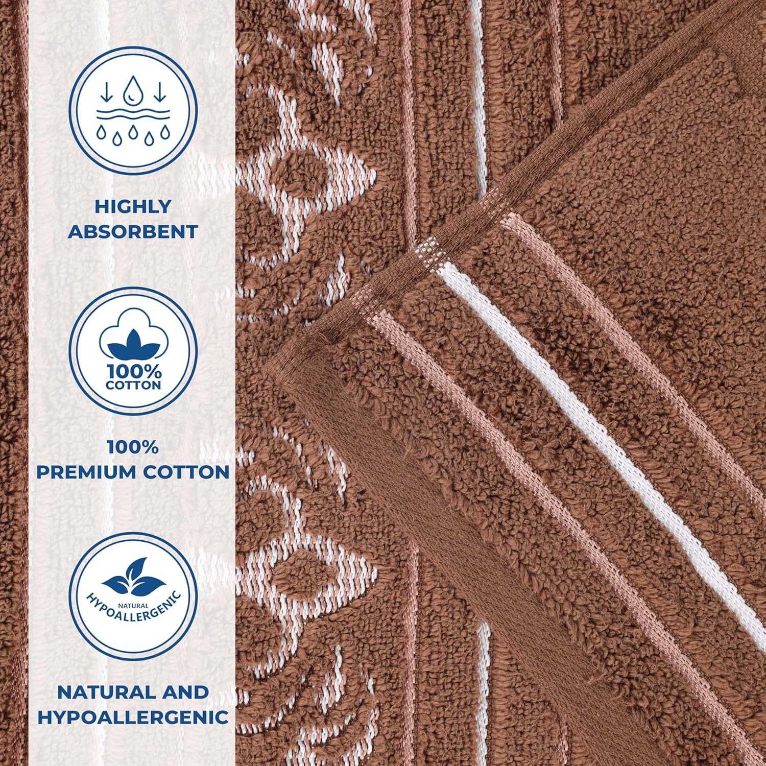 Superior Cotton 6-Piece Floral Towel Set - Chocolate