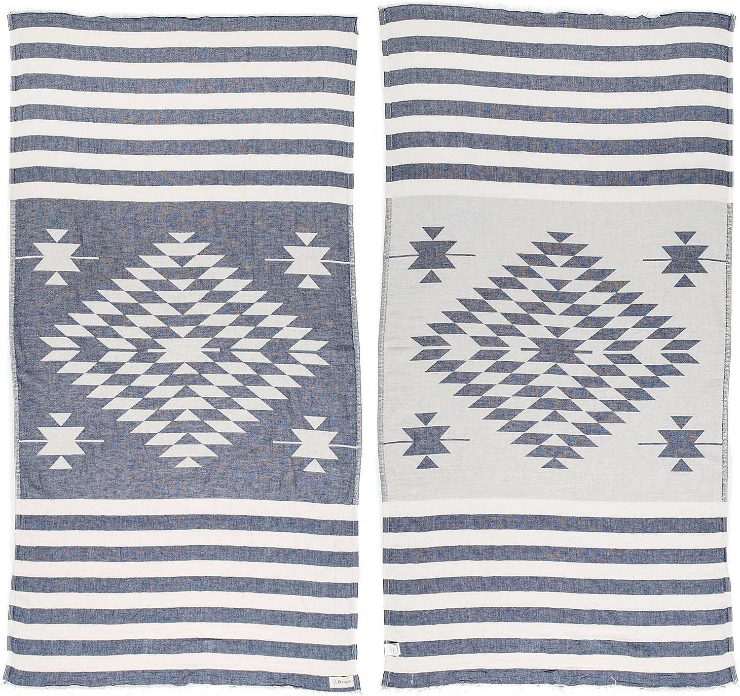 Bersuse Dark Blue Turkish Towel Set of 3