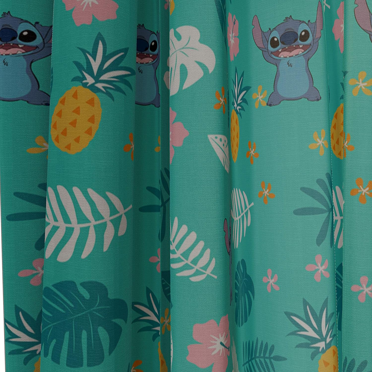 Jay Franco Kids Window Drapes with Tiebacks - Teal Lilo Stitch 84 Inch