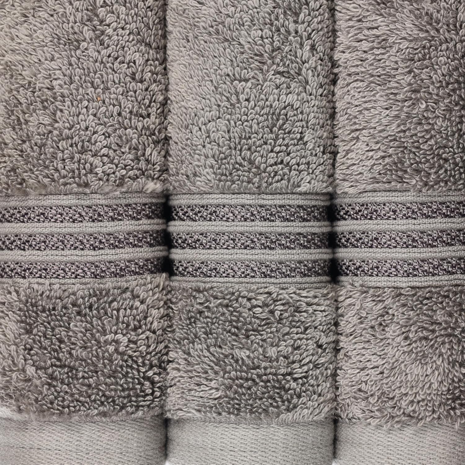 Superior Egyptian Cotton 3-Piece Towel Set - Charcoal Black and White