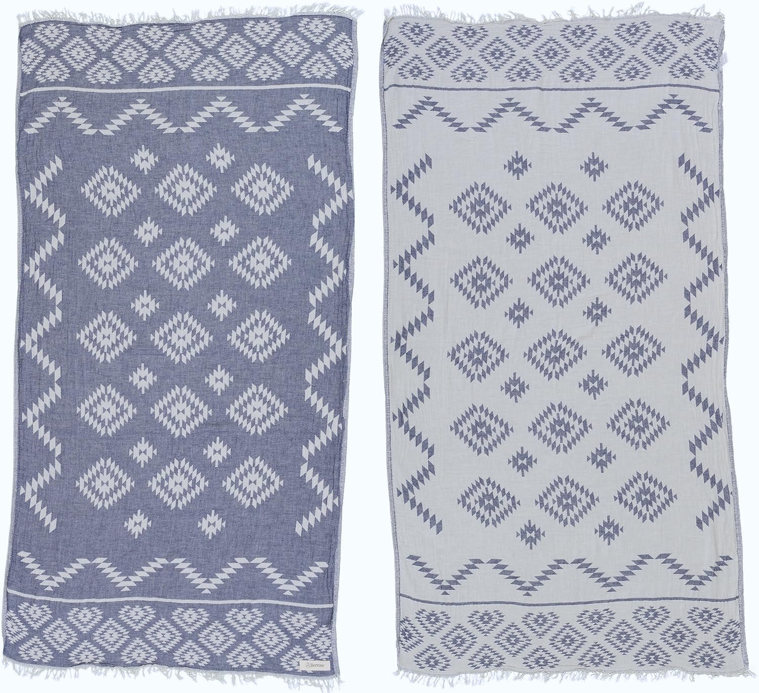 Bersuse 100 Cotton Turkish Beach Towel Set of 3